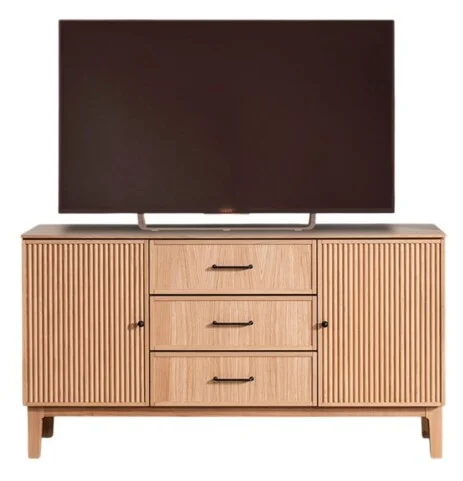 Fernsehkommode Eiche Front mit gefräster Riffeloptik
