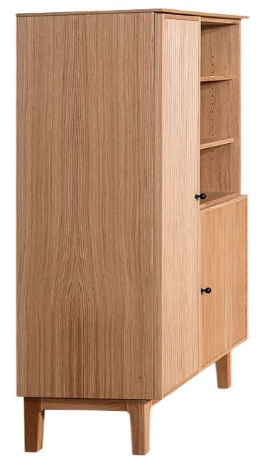Highboard-Eichenholz-Riffelfront-massiv