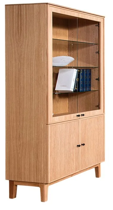 Vitrine-helles Eichenholz-untere Türblenden mit Riffelaplikation