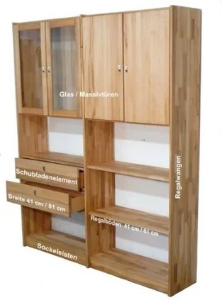 Regalwand Kernbuche Massivholz individuell
